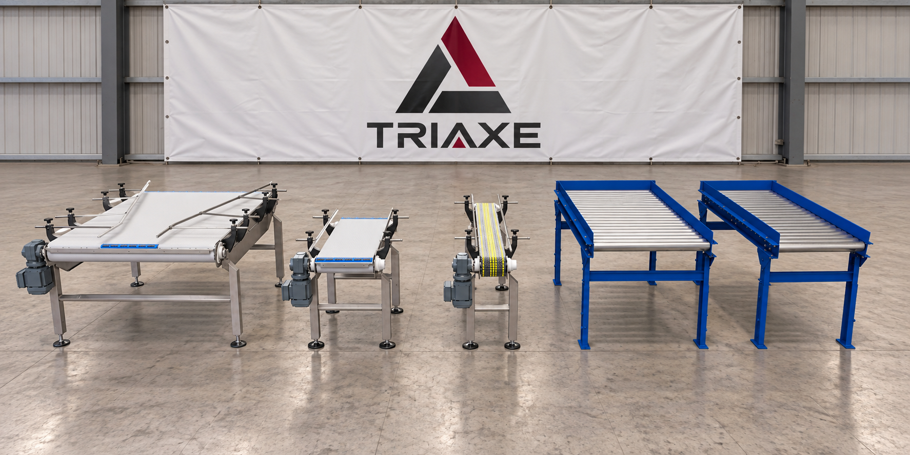 Línea de conveyors sanitarios fabricados por TRIAXE